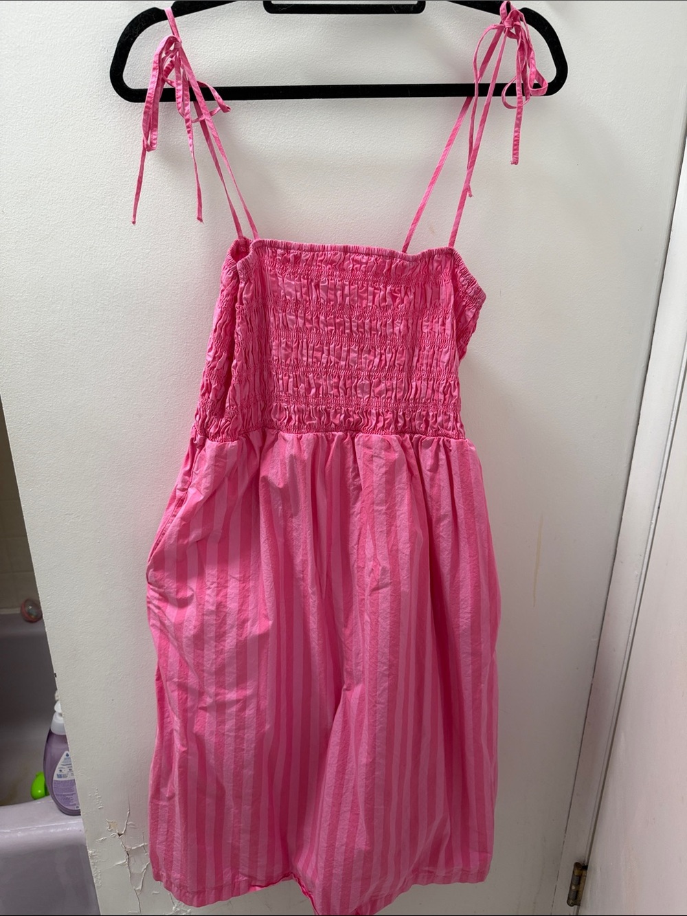 a new day Pink Striped Midi Sundress